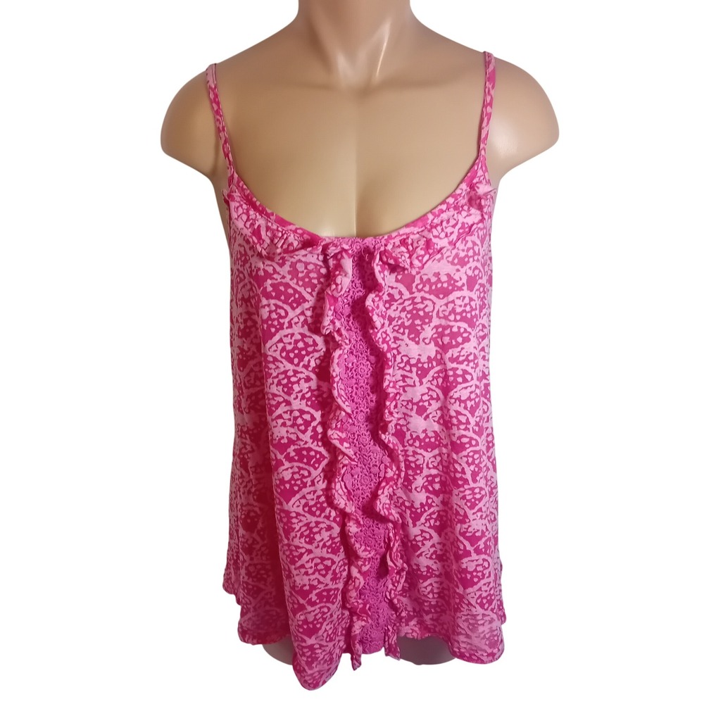 George Paisley Ruffle Trim Cami Tank Top Fairy Core Coquette Summer Casual XL